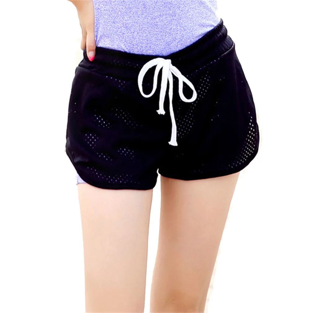 

Purple with Black Mesh Shorts Yoga Running Fitness Women Workout Clothes Slim Fake Two Pieces of Sportswear Female Outwear
