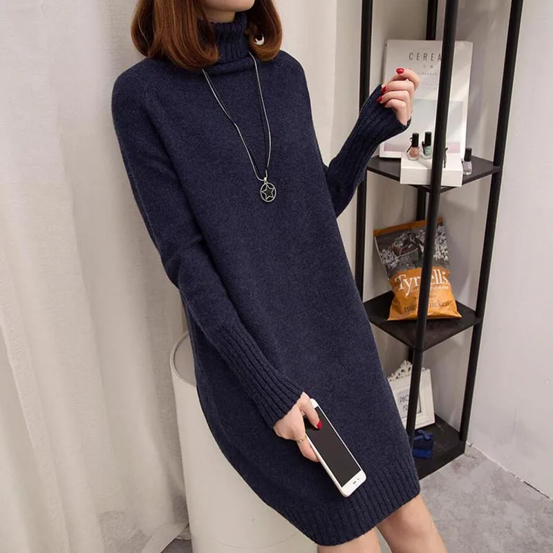 Autumn winter sweater 2018 new high-necked women long section of hedging primer shirt Slim Knitwear Jumper thickening | Женская одежда