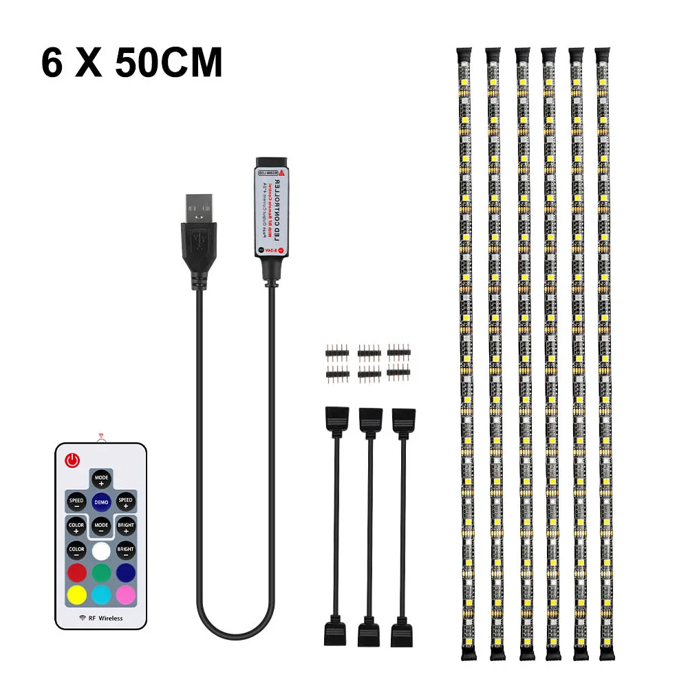 6x50cm USB Светодиодная лента светильник 5050 RGBW RGBWW RF пульт дистанционного управления 50 см 1 м 2 м 3 м 4 м для ПК ТВ фоновый светильник ing гибкий светильник DC5V - Испускаемый цвет: 6x50cm