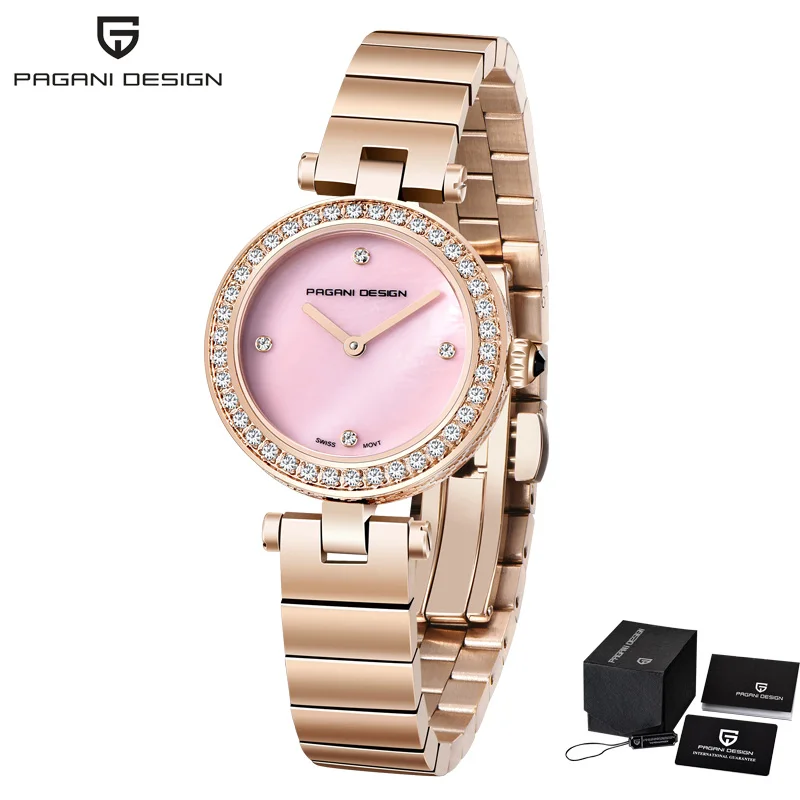 Rose Gold pink PAGANI женские часы розовое золото Топ бренд класса люкс Женские Кварцевые водонепроницаемые женские наручные часы Reloj Mujer - Цвет: Rose Gold pink