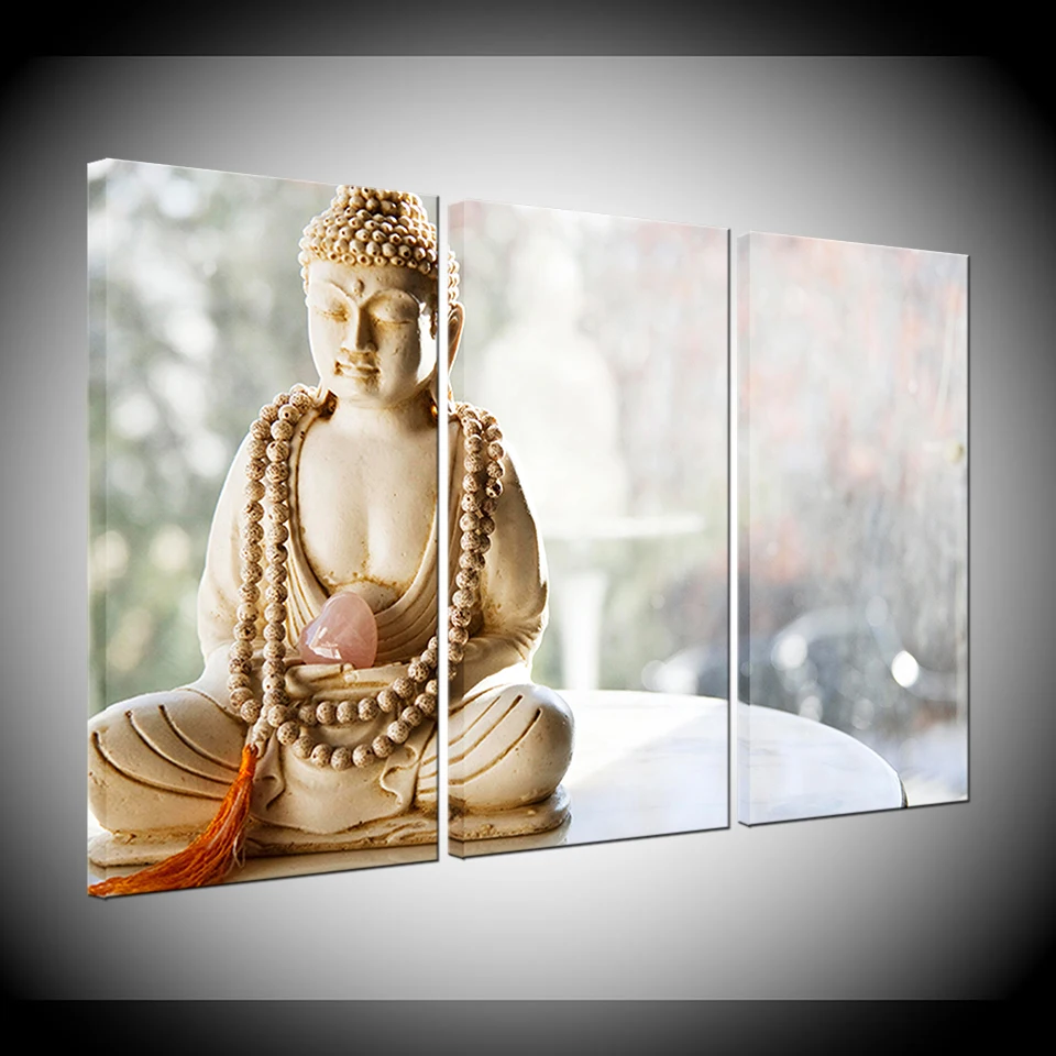 

Canvas Painting Buddha with white background 3 Pieces Wall Art Painting Modular Wallpapers Poster Print living room Home Decor
