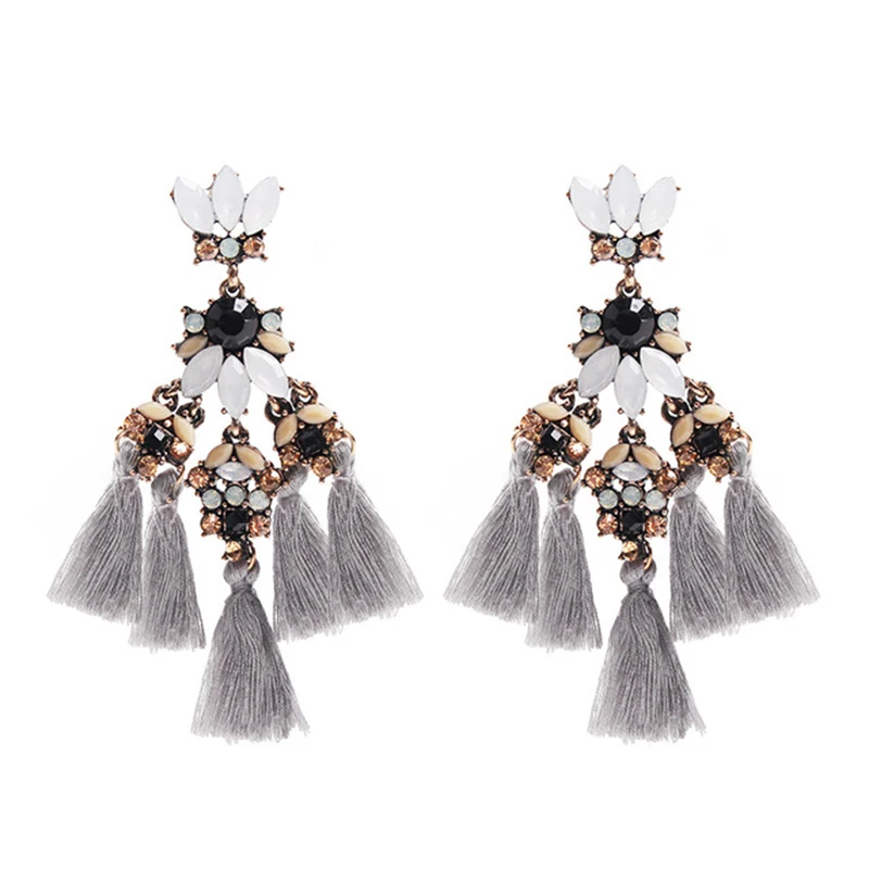 AE-CANFLY Vintage Rhinestone Tassel Earrings Women Long Dangle Drop Brincos For Party Gift | Украшения и аксессуары