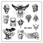 1 шт., трафареты из нержавеющей стали для дизайна ногтей, с черепом