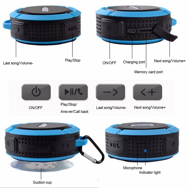 Waterproof Outdoor Wireless Bluetooth 4.0 Stereo Portable Speaker Built-in mic Shock Resistance with Bass | Электроника