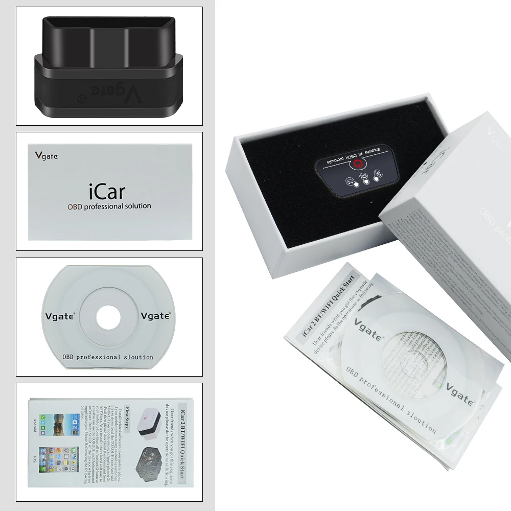 Диагностический инструмент OBD2 Vgate iCar 2 ELM327 Wifi/Bluetooth для IOS iPhone/Android Icar2 Bluetooth wifi ELM 327