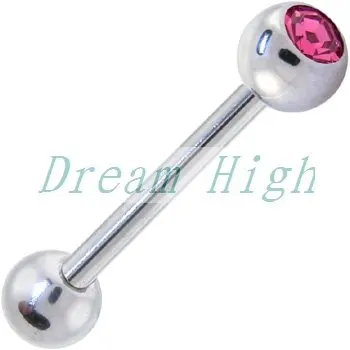 

Crystal Ring Tongue Piercing Straight Bar Body Jewelry For Girl Women 316L Surgical Steel50pcs/lot Free Shipping