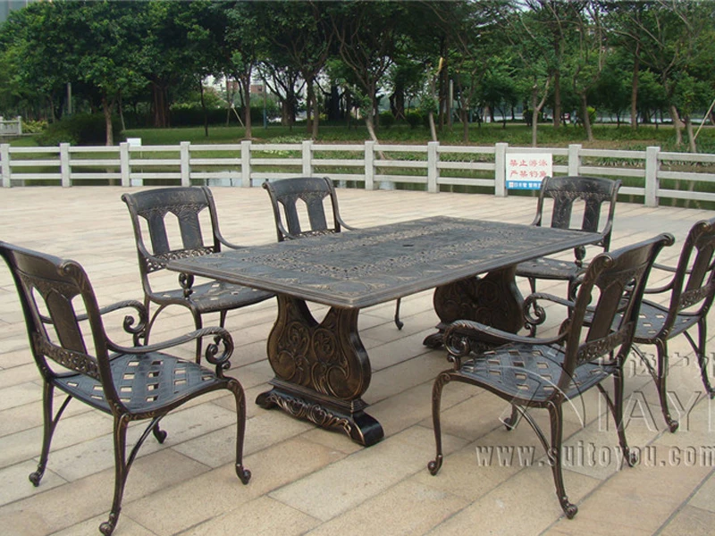 7 шт. лидер продаж стол и стул из литого алюминия уличная мебель морская перевозка