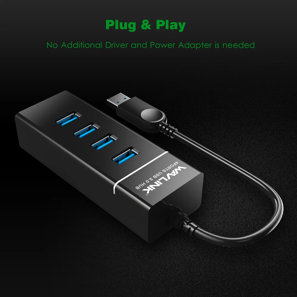 Wavlink высокоскоростной концентратор USB3.0 4 порта сплиттер 5 Гбит/с кабель адаптер