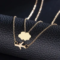 modern style multi layer snow airplane necklace fashion gold color necklace for women souvenirs gift