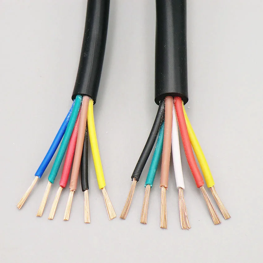 Black Soft Sheath Wire 6 Core 0.2 0.3 0.5 0.75mm² Signal Control Line with Oxygen Free Copper 10m (24 22 20 18AWG) | Обустройство