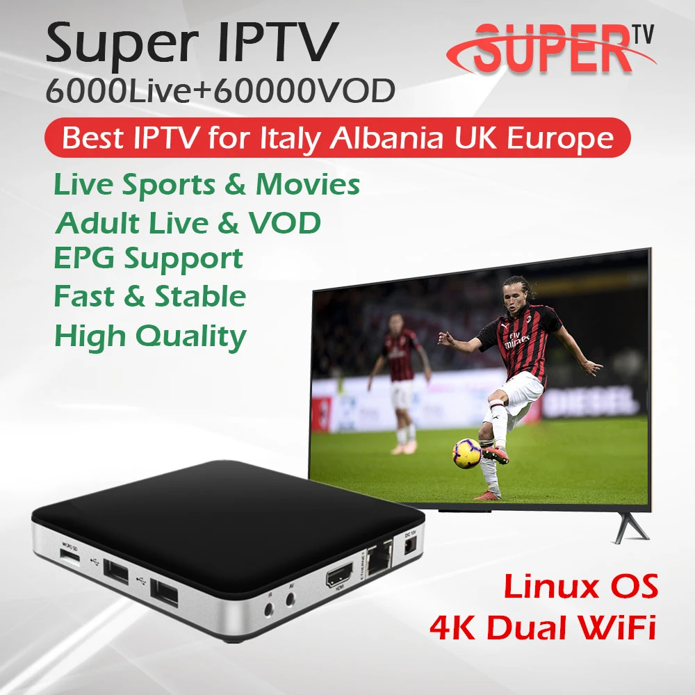Tvip 605+ Лучшая Itlay Iptv двойная ОС Android& Linux система Amlogic S905X WiFi Четырехъядерный 4K Albania Германия для взрослых Европа Iptv коробка