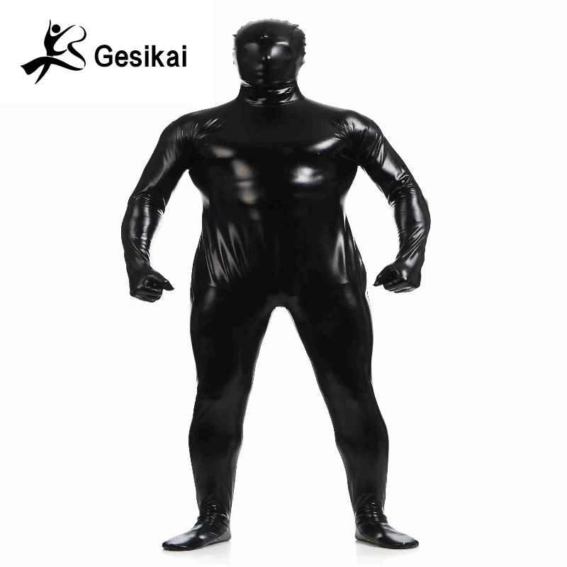 Мужское блестящее боди Zentai с металлическим блеском костюмы колготками на молнии