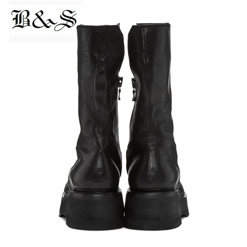 Мужские Винтажные мотоциклетные ботинки Black &amp Street ковбойские из натуральной