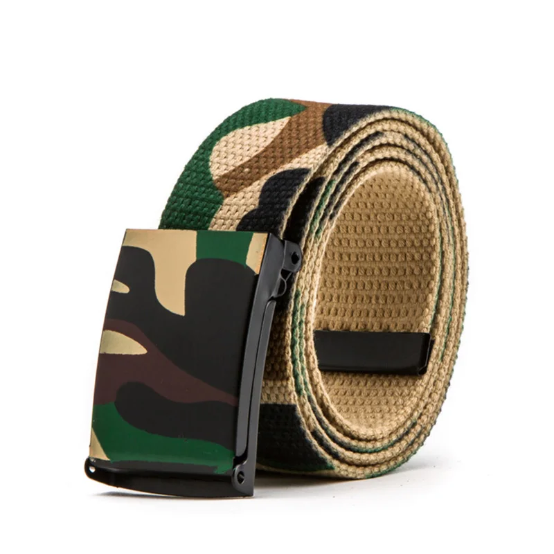 Fashion Canvas Belt New Camouflage Print Jeans Waist Military Army Belts Metal Smooth Buckle Waistband For Women Men Student Z40