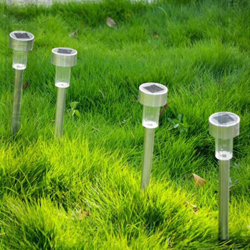 1pcs NEW Stainless Steel Outdoor LED solar light Lights w/ Built-In Stakes & Auto On/Off Hot Search | Solar Lamps