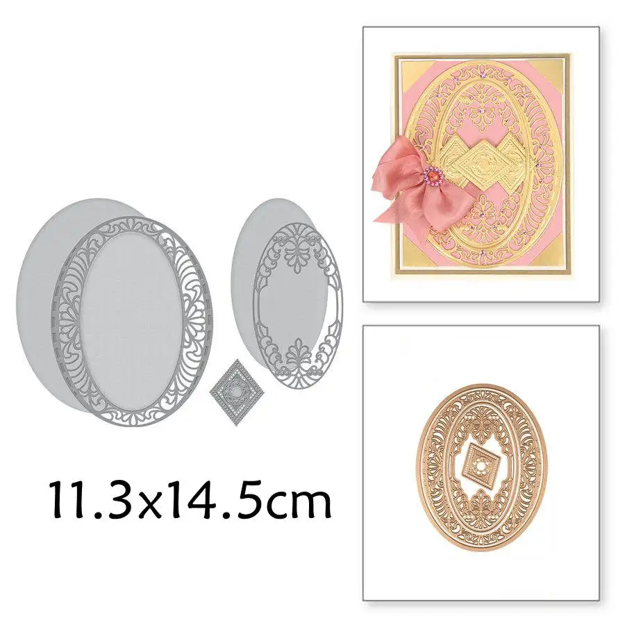 H2865 oval Кружева силуэт рамки различные металлические режущие штампы Горячая фольга плиат для скрапбукинга тиснение DIY бумажные карты рукоделия Шаблоны - Цвет: H2865 oval