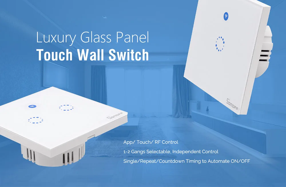 Sonoff T1 США/AU смарт-Wi-Fi настенный выключатель света 1/2/3 Gang Touch/315 мГц RF/APP удаленного дом контроллер работать с Alexa 2a/600 Вт/gang