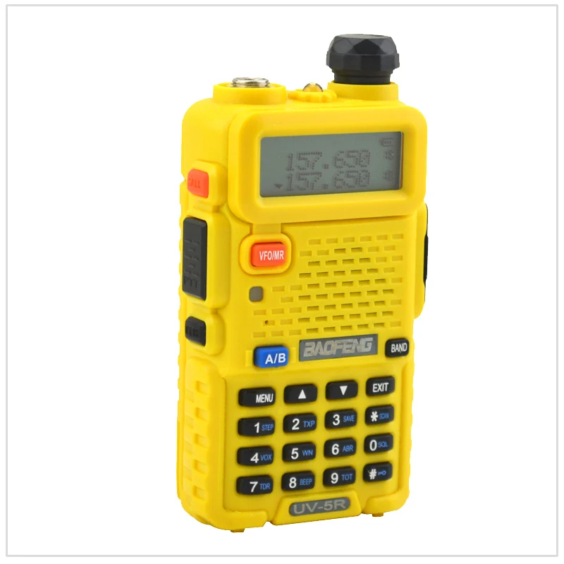 yellow baofeng radio dualband uv 5r walkie talkie radio dual display 136 174400 520mhz two way radio with free earpiece bf uv5r free global shipping