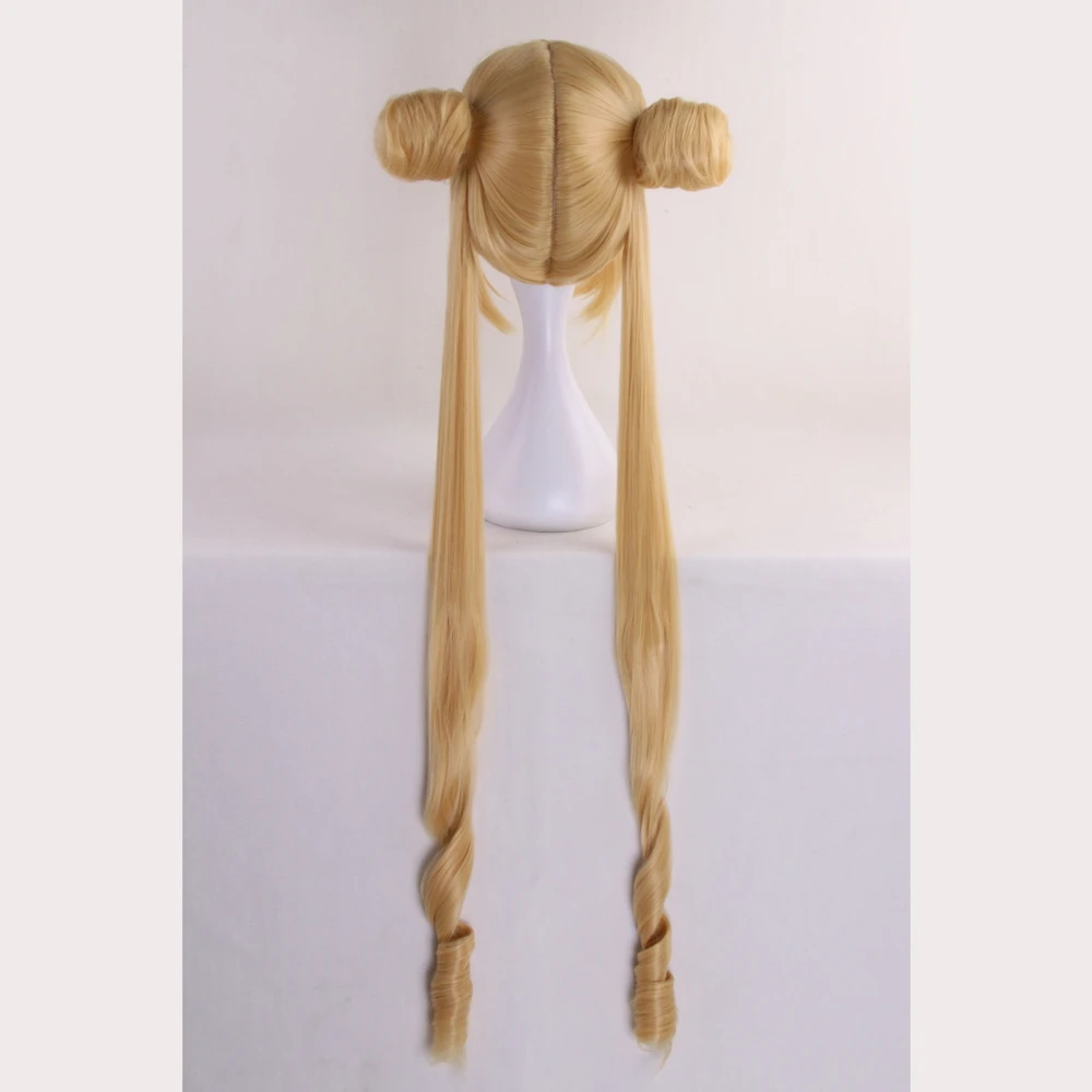 

Sailor Moon Tsukino Usagi Cosplay Wig 90cm Crystal Long Lemon Yellow Blonde Wigs Costume Heat Resistant Synthetic Hair Perucas