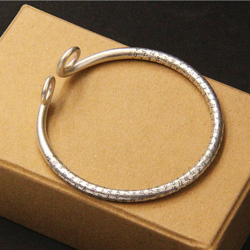 

Top Quality 990 Sterling Silver Rings For Women Men Party Accessories Charm Magic Formula Bangles For Men Jewelry
