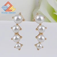 fashion new luxury pearl flower stud earrings for women statement jewelry brincos wedding party gift