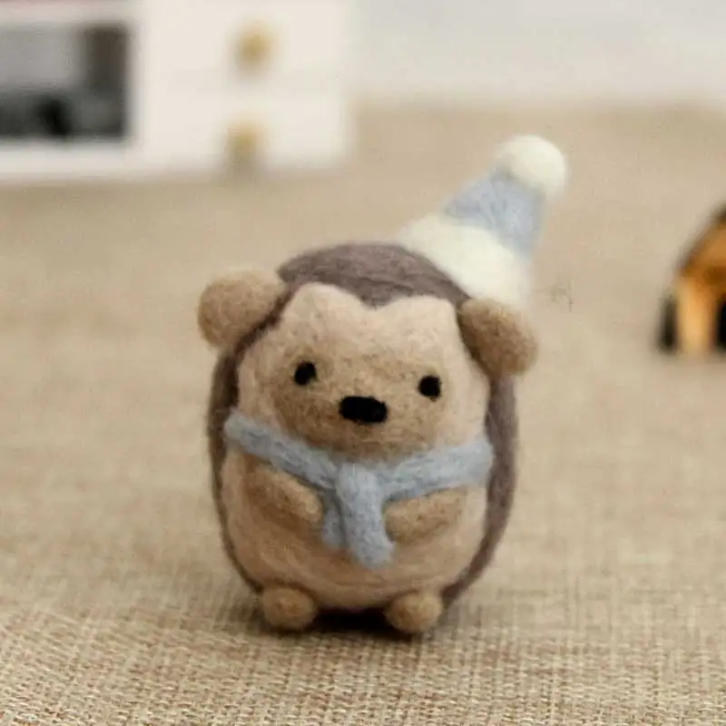 DIY Beginer ручная работа Mr Hedgehog игрушка кукла шерсть игла Войлок тыкается киттинг милое животное шерсть для валяния не готовая