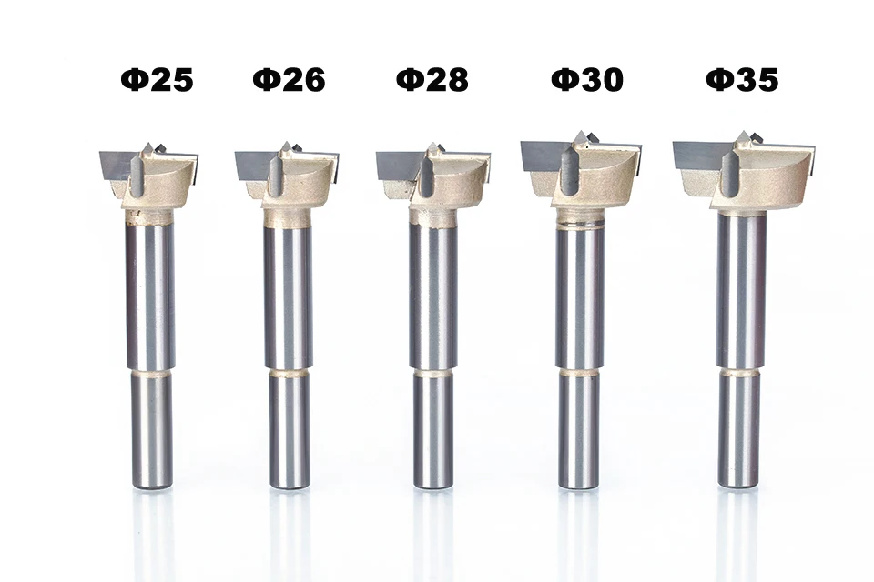 HUHAO 1pcs 12mm-80mm Forstner tips Woodworking tools Hole Saw Cutter Hinge Boring drill bits Round Shank Tungsten Carbide Cutter