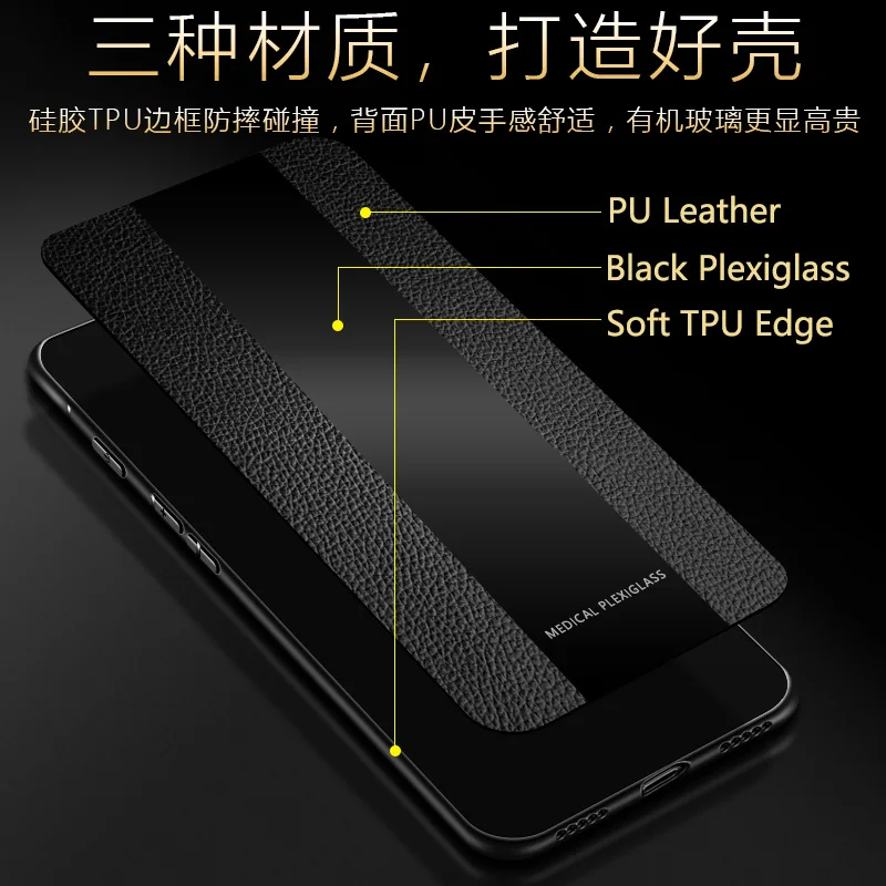 For Xiaomi Mi 9 Mi9 SE Case Luxury Leather Business 8 Pro 8SE Max 3 Mix Redmi 7 Note 6 5 S2 Plexiglass Cover |