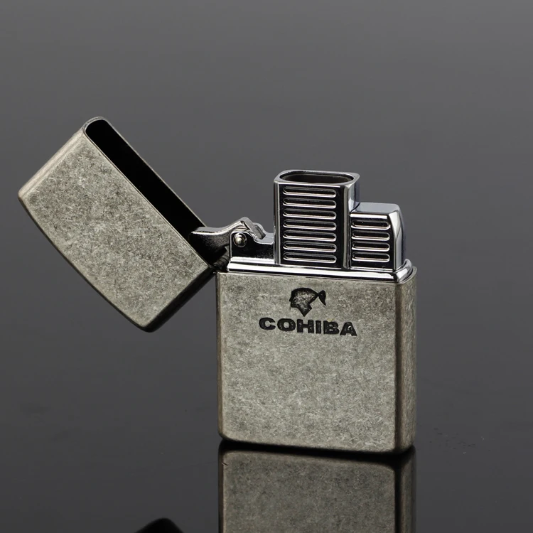 Мужские гаджеты COHIBA серые металлические ветрозащитные зажигалки с 2 зажимами