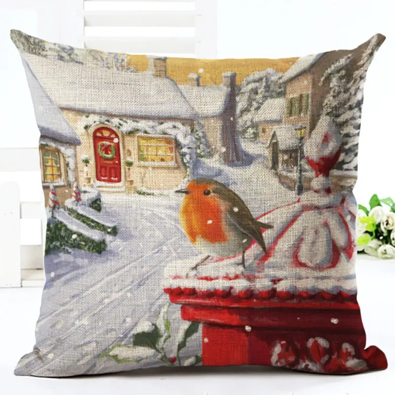 New Year Christmas Decor For Home Adornos De Navidad Decoration Accessories Natal Snow Bird Cushion Cover | Дом и сад