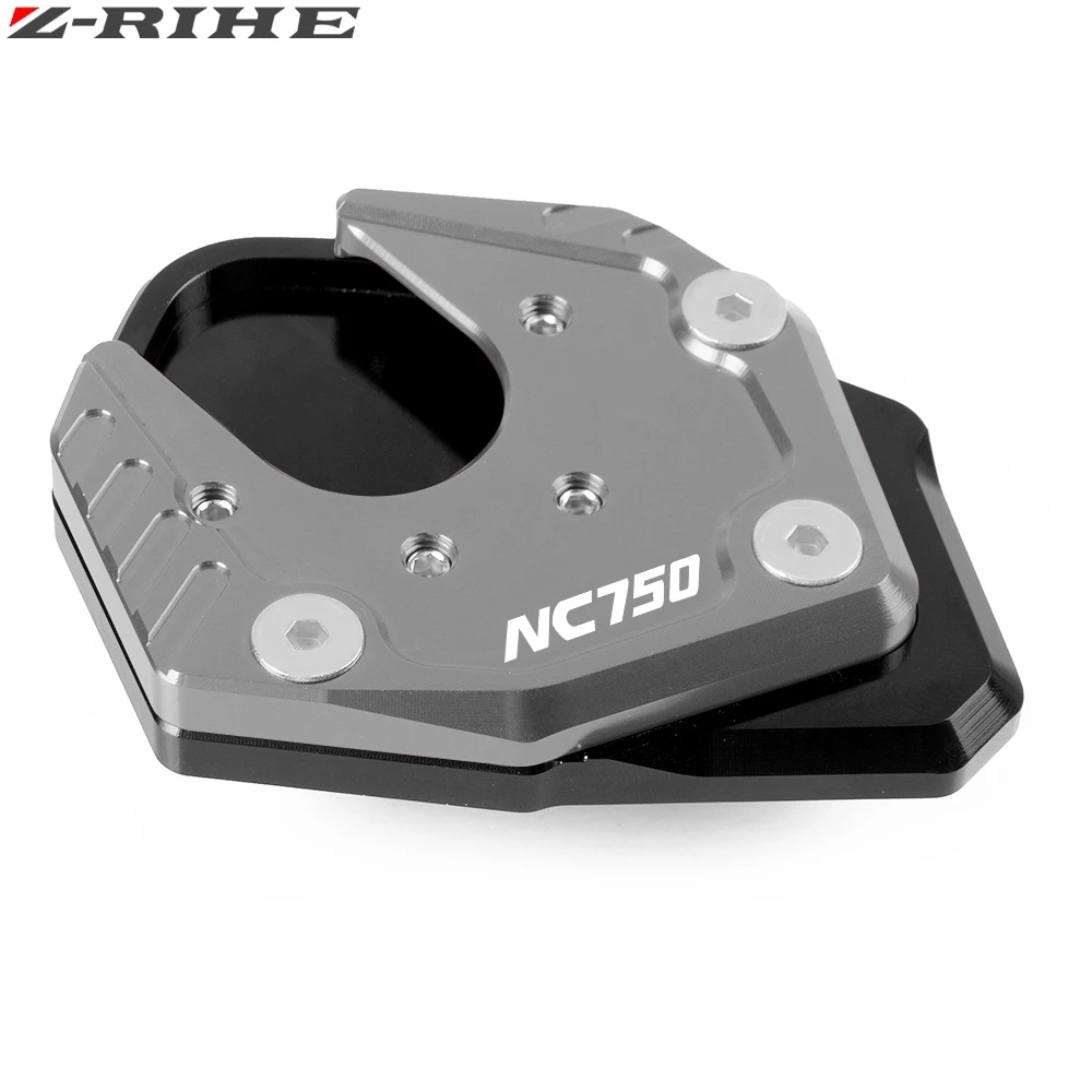 Black and gray Для HONDA NC750X NC 750X NC750 X аксессуары для мотоциклов CNC алюминиевая боковая откидная подножка подставка удлинитель Pad - Цвет: Black and gray
