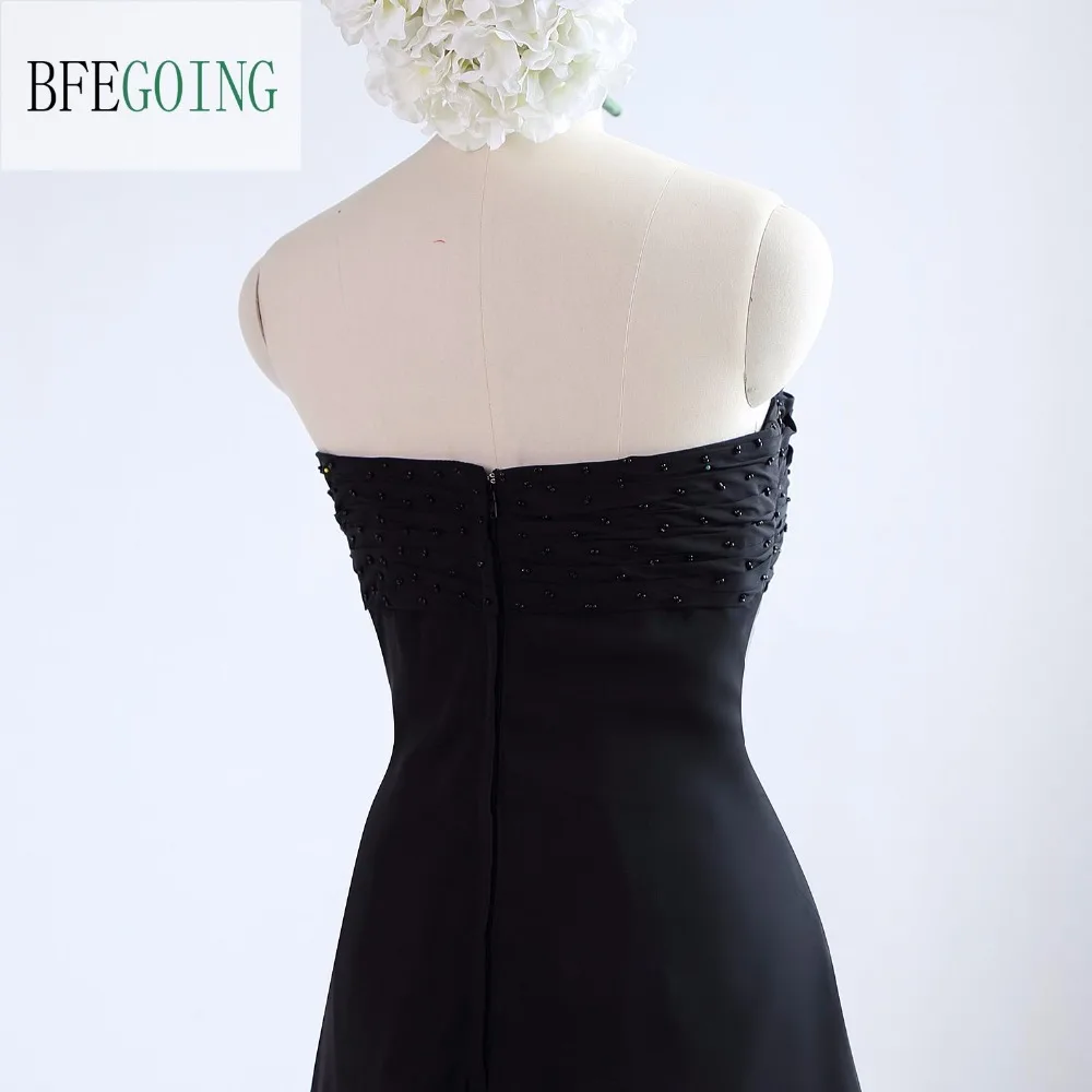 Черное Шифоновое ТРАПЕЦИЕВИДНОЕ вечернее коктейльное платье длиной до колена с