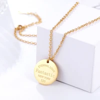 classic design circle engraving fantastic woman necklace pendant stainless steel famous brand necklace jewelry love gift