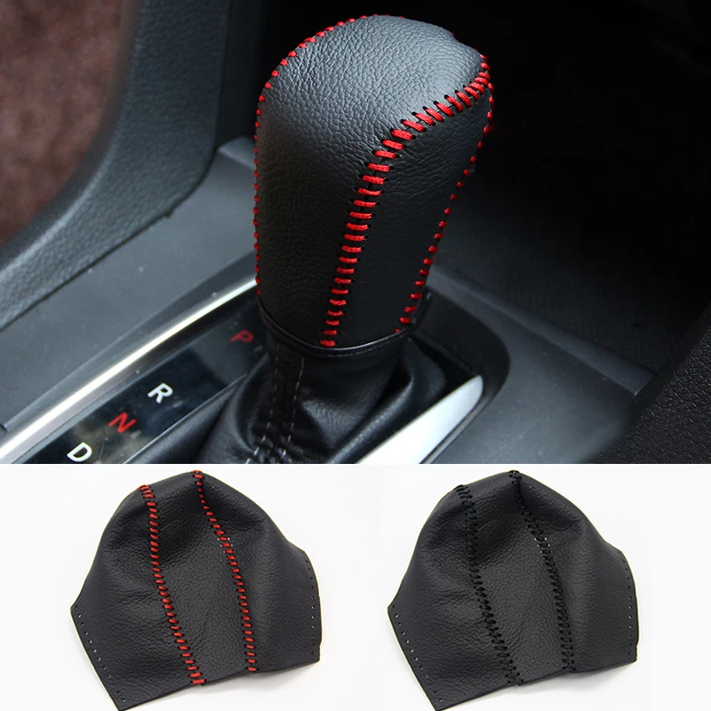 

Genuine Leather Covers For Honda Civic 10th 2016 2017 2018 AT Car Gear Head Shift Knob Cover Gear Shift Collars Case Accessories