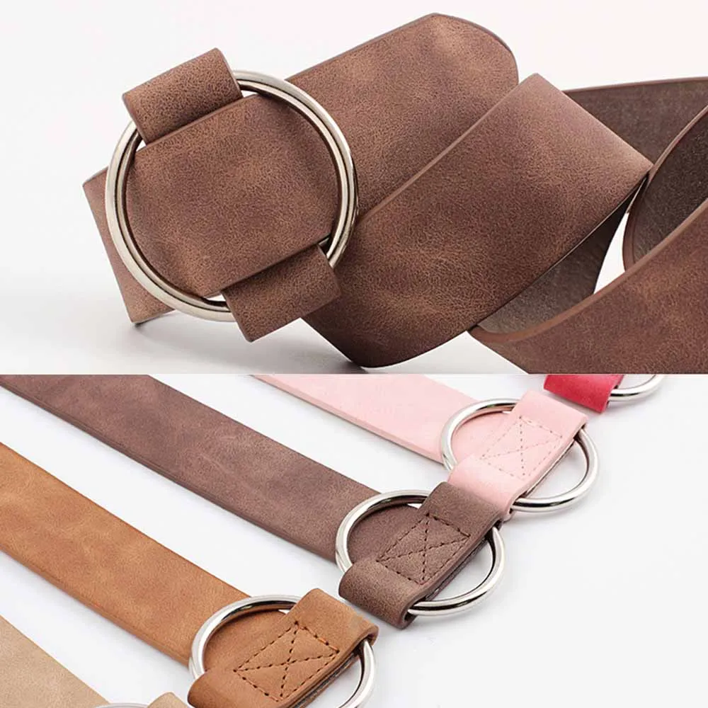 

Belts For Women 2020 Leather Belt Newest Round Buckle Belts Female Leisure Jeans Wild Without Pin Metal Buckle Women Strap Belts