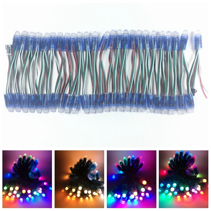 500pcs/lot DC5V 12V 12mm ws2811 ic LED Module Black/Green/White/RWB Wires String Christmas Holiday led Pixel light Addressable | Лампы и