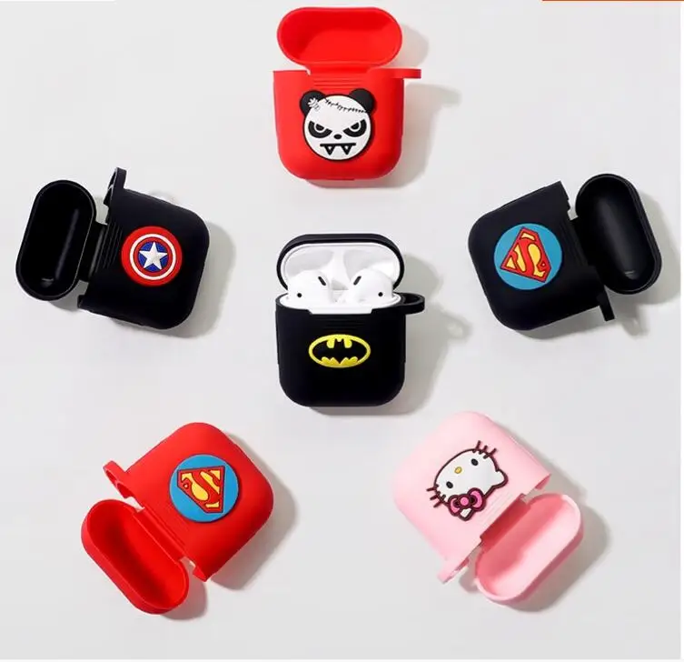 Мягкий Bluetooth чехол для наушников с суперменом для AirPods, мультяшный защитный чехол, аксессуары для Apple Airpods, зарядная коробка