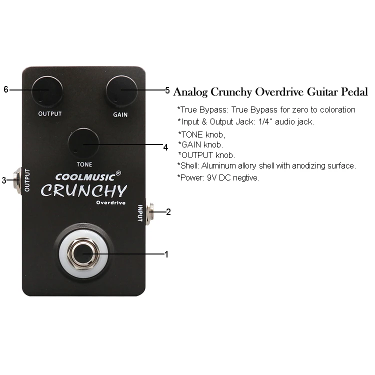 Coolmusic 9V Overdrive педаль бас-гитары педаль эффектов