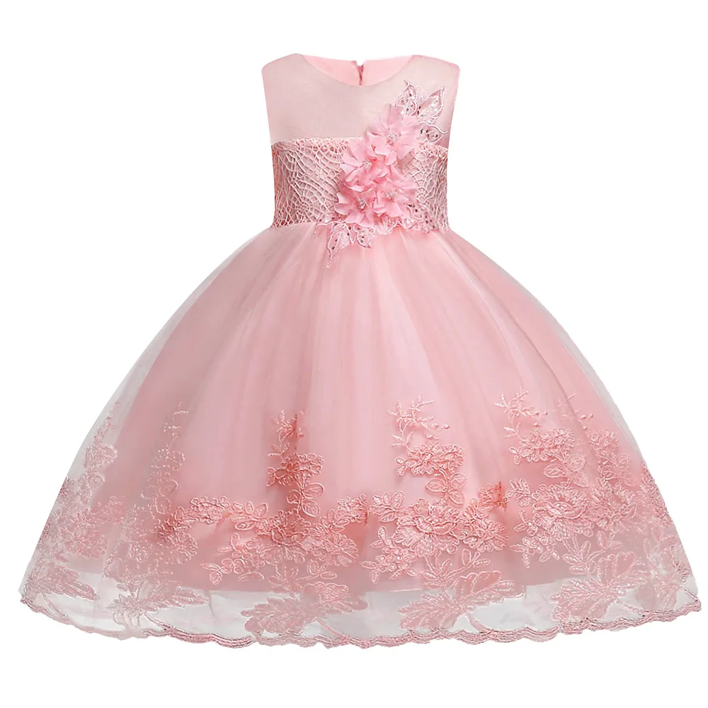 

BAOHULU Kids Girls Elegant Wedding Lace Flowers Girls Dress tutu Princess Party Pageant Formal Long Dresses Tulle tutu 3-14 Y