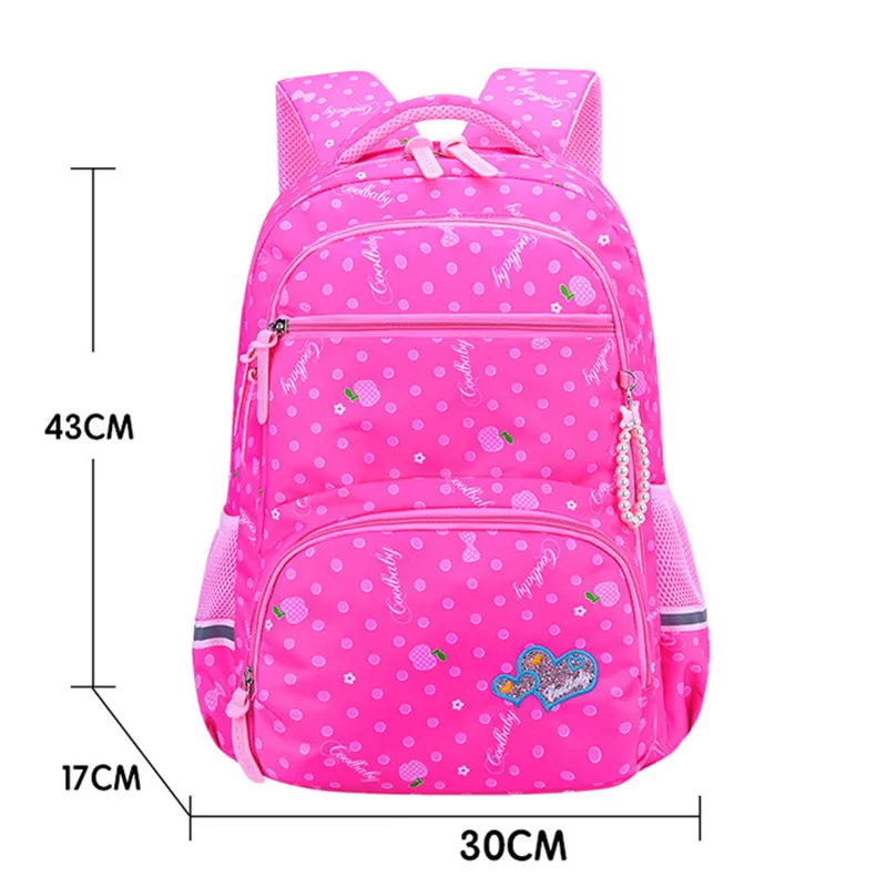 rose red large Dot Печать школьный рюкзак водонепроницаемые школьные рюкзаки для девочек 2 размера большой емкости путешествия дети рюкзак детские школьные сумки - Цвет: rose red large