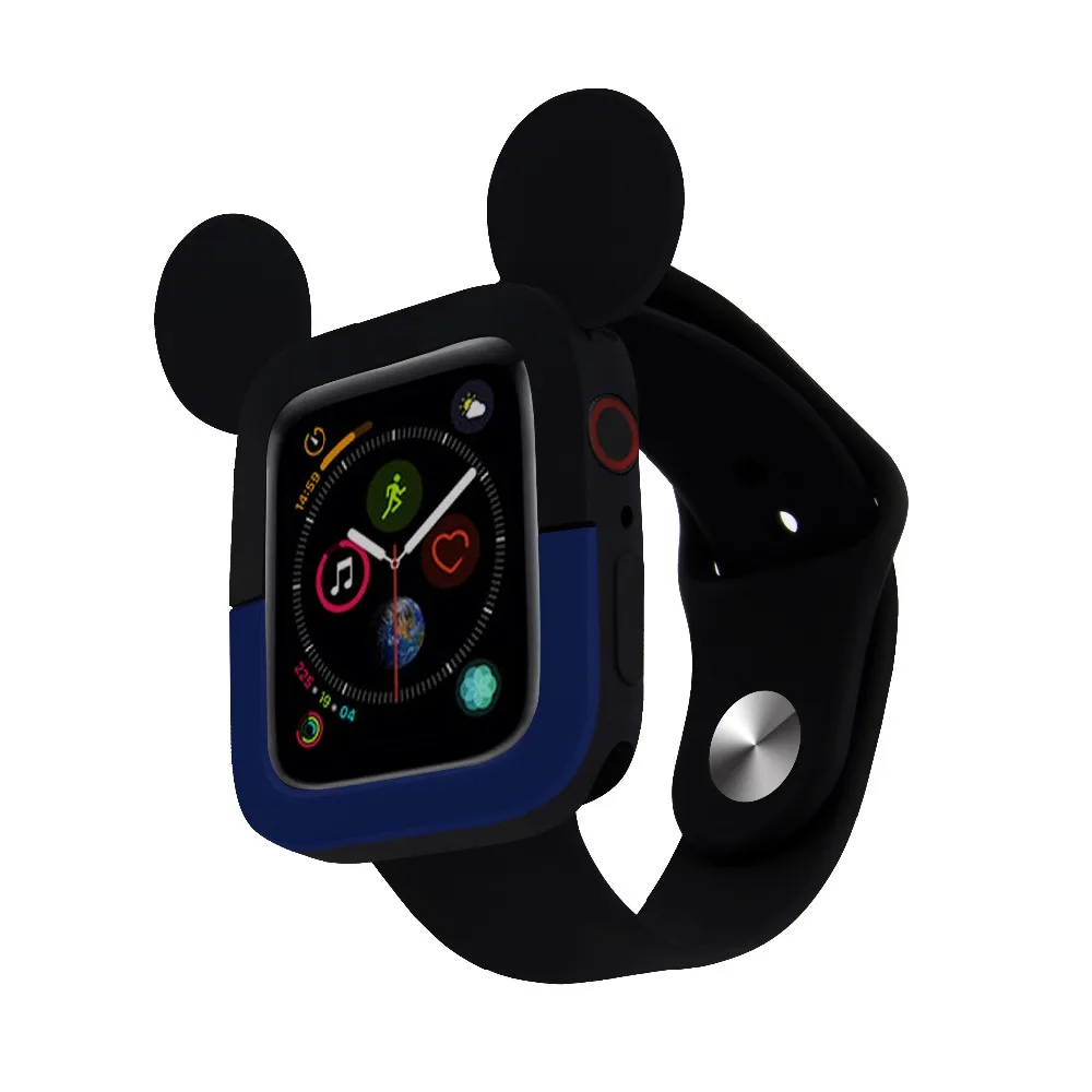 Милый чехол с принтом Микки для Apple Watch 44/40 мм Двухцветный силиконовый защитный
