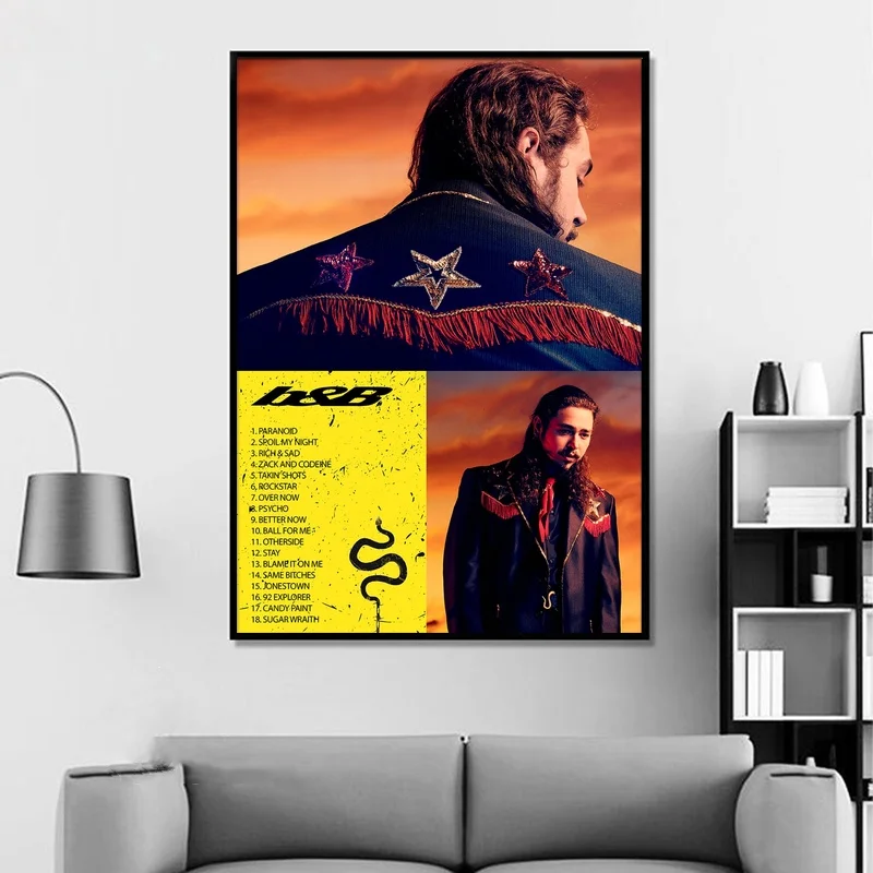 Post Malone Beerbongs & Bentleys альбом поп музыки крышка плакат музыкальной звезды печать на