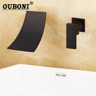 OUBONI черная живопись настенный водопад позолоченный хром Ванная раковина кран Одной ручкой смеситель горячей и холодной воды