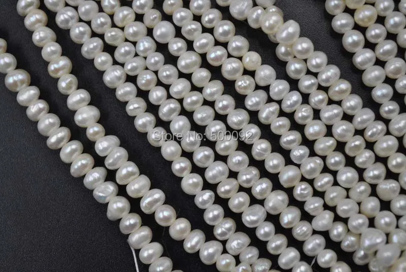 

wholesale 10 strands 4-4.55mm white freshwater real pearl strands
