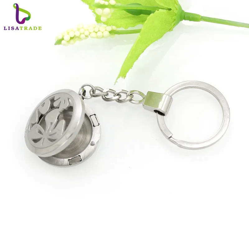 Fashion 30mm 316L steel magnetic essential oils diffuser key chain locket wholesale aromatherapy lockets chains lot 5pcs | Украшения и