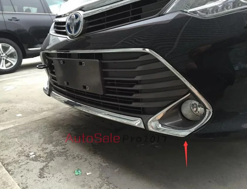 Для Toyota Camry 2015 2016 2017 2 шт ABS Хром передний бампер для противотуманных фар Верхняя