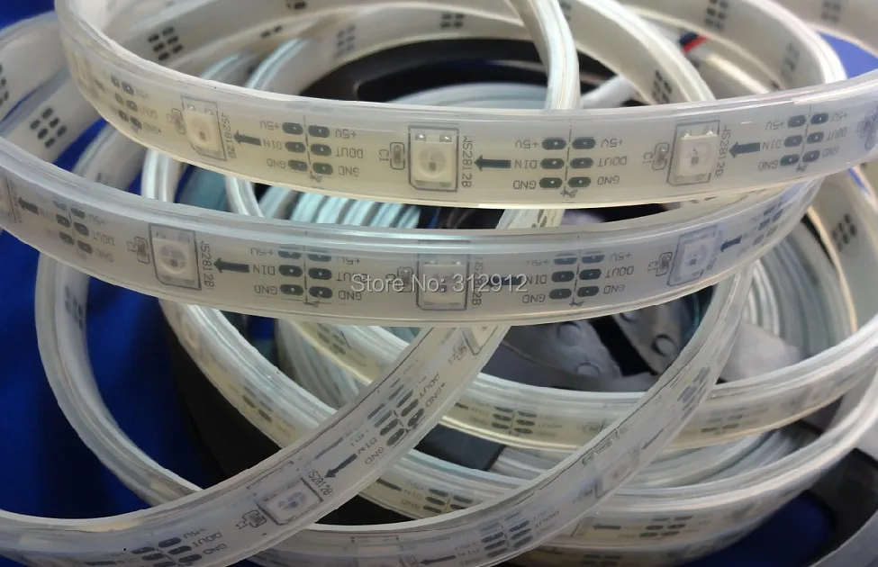 

Светодиодная цифровая лента 5m DC5V IP65 WS2812B, 30 шт. WS2812B/M с 30 пикселями; 36 Вт; Белая печатная плата; IP68; Фотолампа
