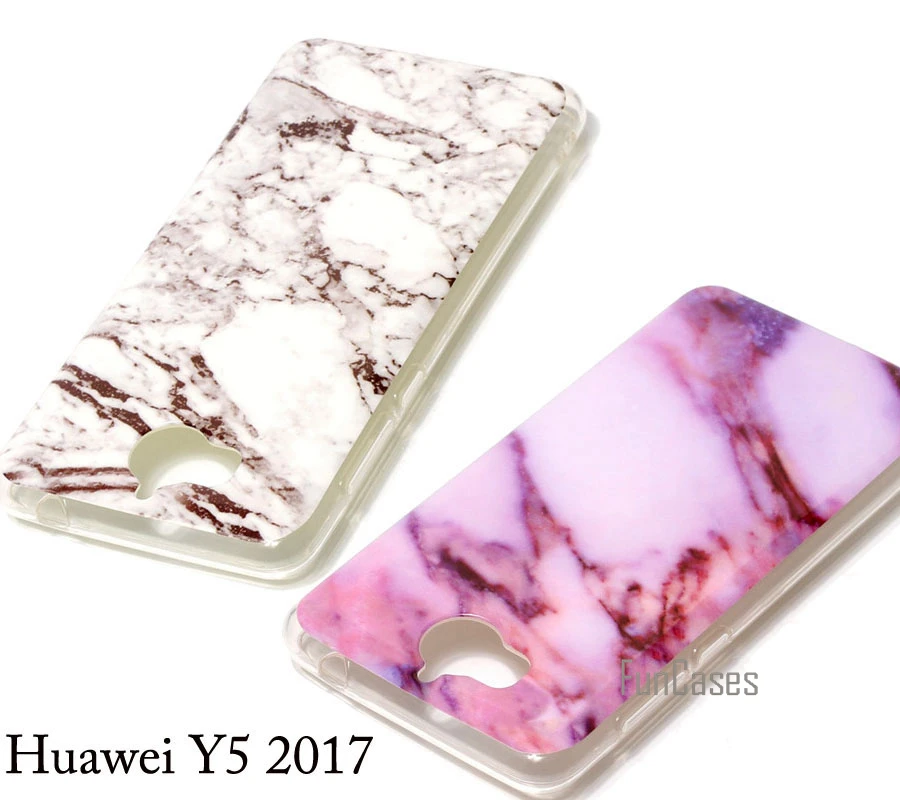 Мраморный стиль Huawei Y5 2017 чехлы силиконовый камень рисунок Обложка мягкий TPU