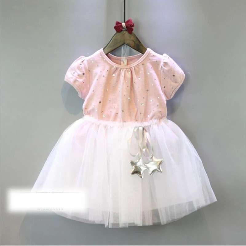 Девочек с коротким рукавом шить чистой пряжи платье прекрасной звезды | Детская