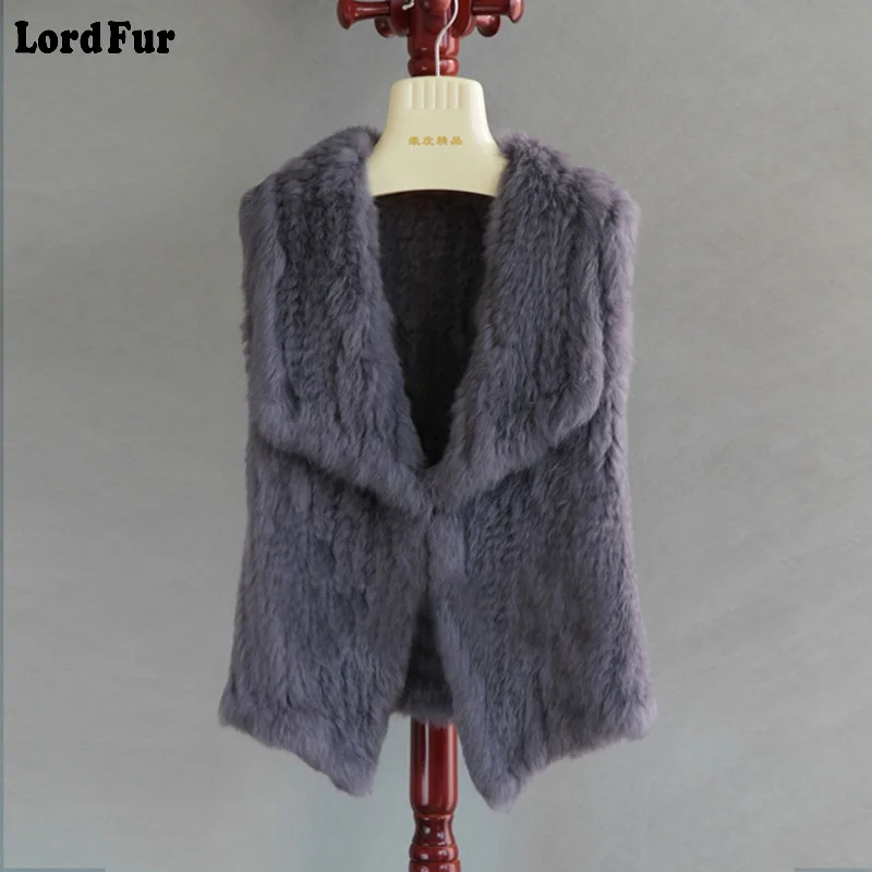 (TopFurMall) женский модный натуральный вязаный жилет из кроличьего меха с отложным